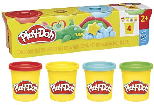Play-Doh 4 Couleurs Classiques, Coffret de Pâte à Modeler 85g x4, Activité Manuelle et Créations Artistiques, Kits Créatifs Play-Doh pour Enfants