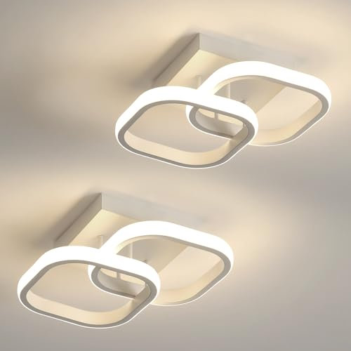 Mckalen Plafoniera LED Soffitto Moderno, 2 pezzi 22W 2475LM Lampada da Soffitto LED Soggiorno, Bianca Lampadario LED Soffitto per Camera da Letto Corridoio Cucina, Luce Neutra 4500K