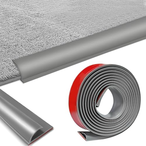 Selbstklebende Randleiste für Teppiche, 5m PVC Übergangsleiste Boden, Übergangsleiste von Teppich zu Holzboden, Übergangsprofil Selbstklebend für Fußmatte, Teppich