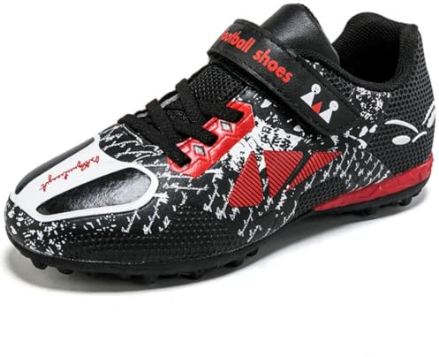 BAODLE Scarpe da calcio per bambini ragazzi TF Outdoor Calcio Uomo Turf Football Professionale Scarpe da allenamento, 22029 Tf Nero Rosso, 37 EU