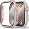 Amzpas 【2 PEZZI】 Cover per Apple Watch SE 40mm Series 6/ Series 5/ Series 4 40mm con Vetro Temperato,Copertura Completa Custodia Rigida HD Clear Pellicola Protettiva (Oro rosa+Trasparente)
