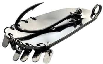 Blinker Jörg Rattle Spoon - Wels Kunstköder Blinker mit Einzelhaken, Edelstahl, Angeln, Spinnfischen, Raubfisch, Waller, Hecht, Aktives Angeln, Blinker Spinner zum Fischen (65.0, Gramm)