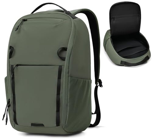 Outplea Small Travel Backpack Men Women, Waterproof Hiking Backpack with Front Opening, 15 Laptop Carry On Backpacks for Camping College Work Casual, Green