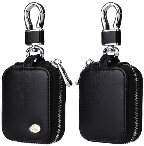 Fofvccv Earbud Case, Headphone Storage Case for AirPods 4/1/2/3/Pro 2, PU Leather Zipper Carrying Pouch Earbuds Bag with Keychain for Wireless Earphones, Wired Headphone & USB Cable EJB Black