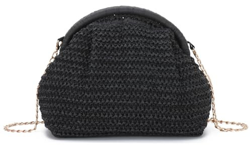 Jywmsc Paja Embrague Bolso para Mujeres Verano Playa Bolsas Tejido Vacaciones Tarde Bolsos Hueco Hombro Bolso