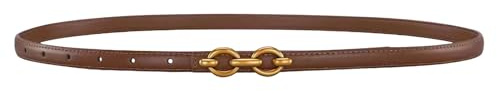 NUREINSS Schmaler Damen-Gürtel Ledergürtel, 1.3cm Breite & 100cm Länge, Schlichtes Design für Blazer, Röcke & Jeans mit galvanisierter Metall-Schnalle