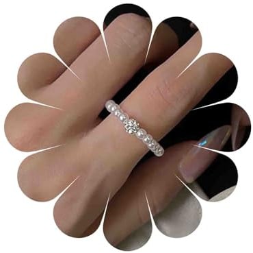 Cybche Vintage Kristall Perlen Ring Kleine Perle Fingerknöchel Ring Hochzeit Stretch Perlen Ringe Winzigen Strass Cz 70er 80er Disco Ball Ringe Brautschmuck Für Frauen