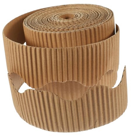 Uonlytech 1 Rolle Wellenförmige Bordüre Papier Dekorative Randverkleidung für Pinnwand und Classroom Kraftpapier Strapazierfähige Bordüre für Bastelprojekte für Kindergarten und Büroräume