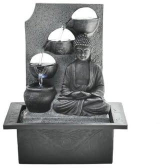 Fontane da tavolo, Fontana d'acqua Zen Buddha - Decorazione circolare da tavolo for la serenità in ufficio e a casa