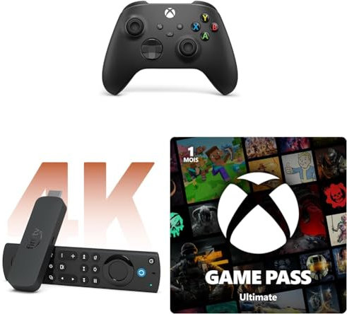 Amazon Fire TV Stick 4K Max + Manette Xbox Carbon Black + 1 Mois de Game Pass Ultimate