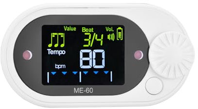 Asixxsix Digitales Metronom, 10 Takte 10 Rhythmen Farbdisplay Elektronisches Rhythmusinstrument für Klavier Gitarre Zither Laufen, Hochpräzises Timing Universal Rhythmusmeter (WHITE)