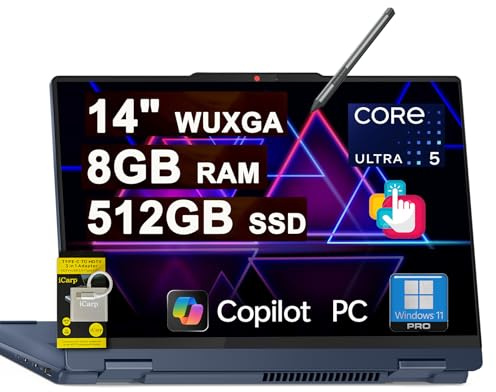 Lenovo IdeaPad Flex 5i Ordinateur portable 2 en 1 WUXGA Touch Intel 12 cœurs Ultra 5 225U (Beats Core 7 150U) 8 Go de RAM 512 Go SSD rétroéclairé pour Creator Designer Business Professional Win11Pro