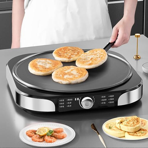 Fabricantes de crepes eléctricos de 40 cm, bandeja de horno de planchas antiadherente y chapati y skyet & panqueke fabricante, control de temperatura ilimitado, almacenamiento plegable, 2200W Deluxe