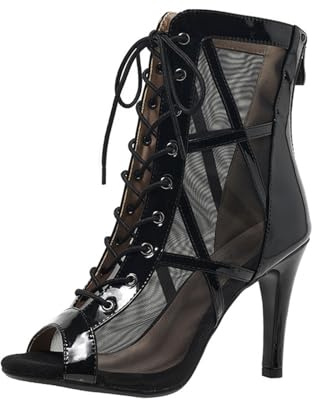 Heels Dance Class Bootie Sandales à Talons Hauts Escarpins Sexy Escarpins Noir Mesh Stiletto Talons Hauts Sandales à Lacets avec Bouche de Poisson Chaussures de Danse pour Femme Sandale Confort