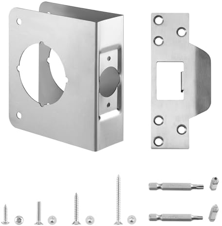 U 9553 Stainless Steel Lock and Door Reinforcement Plate for 1-3/4 Thick Doors and Includes an Door Strike Plate(1-1/4 inches x4-1/2 inches).