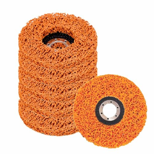 Strip Discs for Angle Grinder, 6PCS Paint Rust Oxidation Remover Wheel | 115mm Durable Poly Fiber Stripping Disc, Grinding Wheel for Quick Clean & Strip Paint, Coating, Welds (Orange)