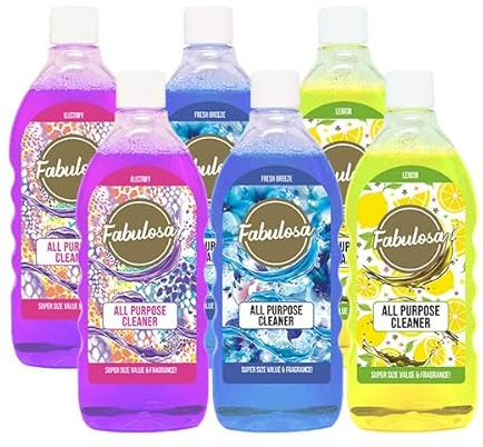 Fabulosa Powerful All Purpose Cleaner, Dirt & Grime Removing, Used for Floors, Walls, and Any Hard Surface, Long Lasting Fragrance, Used on Large Areas, 1L, 6 Pack, Bundle