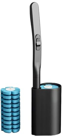 SYFUNLV Disposable Toilet Brushes & Holders,Wall Mounted Scrubber Sudsy Cleaning Systemwith 10 Toilet Wand Replacement Heads,for Bathroom,Sink,Bathtub,and Floor Cleaning(Black)