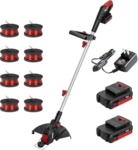 MZK 20V 30 cm Akku-Rasentrimmer & Kantenschneider, batteriebetrieben mit automatischer Fadenführung, 8 Ersatzspulen, für Garten und Rasenpflege (2X 2.0Ah Akku & Ladegerät inklusive)