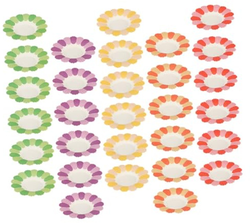 MOLUCKFU Assiettes en Papier Jetables de Fleur, Lot de 100 Assiettes Colorées pour Fêtes D’garçon et Filles, Décoration Festive, Vaisselle en Carton pour Servir Aliments, Couleur Aléatoire