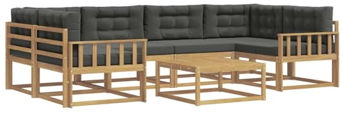 vidaXL Outdoor-Sofagarnitur mit Kissen 5 pcs Weiß und Anthrazit, Moderner Gartensofa, Outdoor-Sitzgruppe für Patio-Relax, Lounge-Set aus Akazie, ideal für Pool und Garten