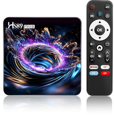 Android TV Box 14.0, 4GB RAM 32GB ROM RK3539 Quad-Core, Dual WiFi 6, 4K | USB 2.0/USB 3.0, Bluetooth 5.4, Smart TV Box Supports 64GB Micro SD, Voice Remote,10/100M Ethernet
