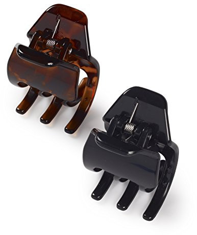 Manicare Lot de 2 petites pinces à cheveux antidérapantes, respectueuses des cheveux et du cuir chevelu, pour séparer les cheveux en sections, les décorer ou les attacher, noire et marron