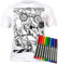 Splat Planet Children's T-Shirt Boys Cars. for Painting and Colouring with Print. Comes with 6 Washable Magic Crayons. Children’s Birthday. 7-8 Years