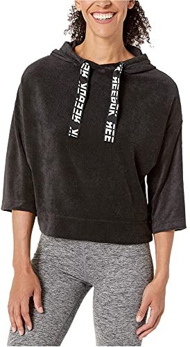 Reebok Herren Terry Cropped Hoodie Kapuzenpullover, schwarz, Large
