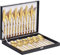 Velaze 48-teiliges Besteckset aus Edelstahl, hochglanzpoliert, hochwertig und vielseitig einsetzbar für Haushalt, Küche, Restaurant, mit Geschenkbox für 12 Personen (Gold)