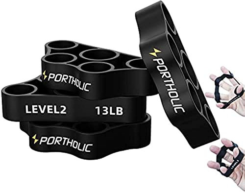 PORTHOLIC Handtrainer, Griffstärker, Fingerdehner, Handgriff-Widerstandsbänder, Handstärker, Handstärkungs-Unterarmtrainer, 4-teiliges Set für Arthritis, Karpalt