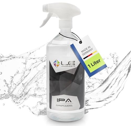 Liquid Elements – IPA Isopropanol 1L Spray Alkohol 99,9% Reinheit – Isopropylalkohol reinigt & entfettet rückstandslos – Reinigungsalkohol für Auto, Lack & Co