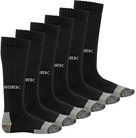 MT Herren Arbeits- und Freizeitsocken (6 Paar) Robuste Work Kniestrümpfe - WORK-Logo 43-46