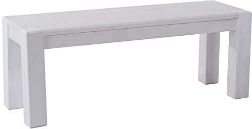 Sitzbank 100 cm Rio Kanto Pinie Weiss Pinie Massivholz Esszimmerbank Küchenbank Holzbank - Größe und Farbe wählbar Brasilmöbel