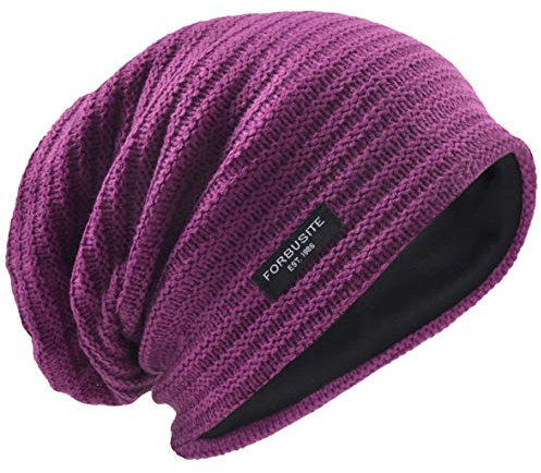 VECRY Herren Lässige Mütze Strickmütze Schädeldecke Lange Gefütterte Winter Sommer Hüte (Solide Lila)