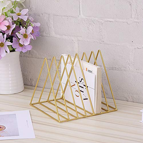 WJYLM Etagère de Table en métal, Triangular Rose Gold Nordic. Panier de Rangement pour Le Bureau. Documents. Organisateur. Maison. Décoration.,Golda