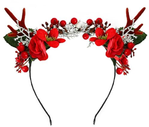 Unicra bandeau de noël bois bandeau élan cerf cornes d'animaux chapeaux pièce de cheveux Halloween accessoires de cheveux (10)