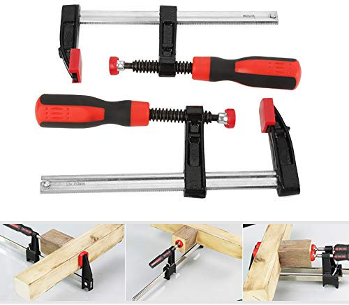 Abrazaderas rápidas en F, clips de barra de carpintería, clips de barra de carpintería suaves resistentes, liberación rápida (50 x 150 mm/50 x 300/80 x 600, paquete de 2 o 4 unidades) abrazaderas F