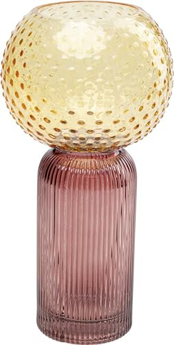 Kare Design Vase Marvelous Duo, Gelb/Lila, Handgefertigt, Hohe Blumenvase für Pampasgras, Glasvase mit Strukturmix, Deko für Wohnzimmer, Esstisch, Regal, Flur, Unikat, Glas, 31cm (H)