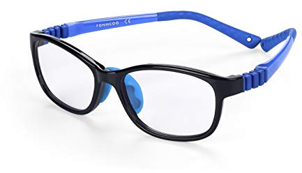 FONHCOO Blue Light Blocking Glasses for Kids, Boys & Girls Unbreakable Frame Computer Gaming TV Phone Glasses with Glasses Strap, for Children Age 5-10