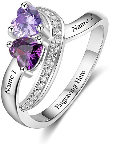 Personalisierte Versprechens Ringe für Ihre Mutter Ringe mit Namen und Simulierten Geburtssteinen Gravur Damen Ringe für Weihnachten (ringe 1, 52 (16.6))