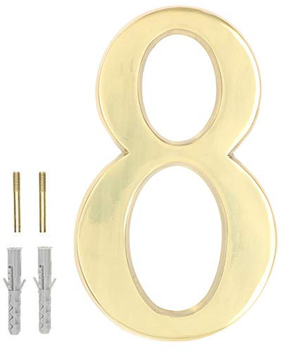 KOTARBAU® - Numero civico 3D 8 in ottone, 20 cm, per abitazioni, alberghi, appartamenti, 100% ottone