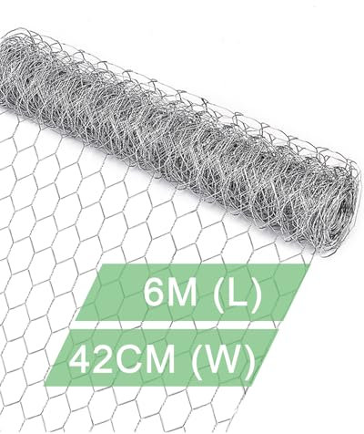 Hasendraht & Kaninchendraht Netz 2,5 cm Maschendraht, 42 cm x 6 m Weicher Gartenzaun für Kaninchen, Hühner, Geflügel & Haustiere , Tierabsperrung Flexibel zum Basteln