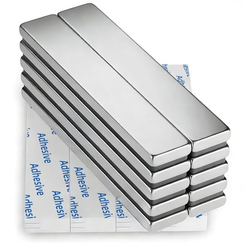 FINDMAG 10 Magnete Stark,60 × 10 × 3 mm Kühlschrankmagnete für Magnettafel | Flache Seltenerd-Ausführung，doppelseitigem Klebstoff, hoher Haftkraft und vielseitiger Nutzung für Haushalt Büro und DIY