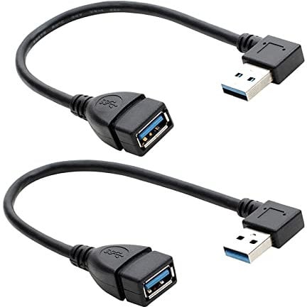 Herfair SuperSpeed USB 3.0 Stecker auf Buchse Verlängerungskabel, 90 Grad Adapteranschluss (Schwarz - Links & Rechtwinklig)