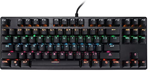 Goshyda Mechanische Tastatur, USB Wired 87 Tasten RGB Mechanische Gaming-Tastatur, Für PC Gamer Computer, RGB LED Hintergrundbeleuchtete Wired Mechanical Gaming Keyboard