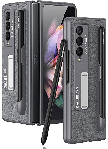 SHIEID Coque pour Galaxy Z Fold 3 5G, Samsung Z Fold 3 avec porte-stylet et coque compatible avec Samsung Galaxy Z Fold 3 5G, gris montagne froid