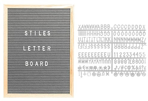 Stiles Filz-Buchstaben-Set, 30,5 x 40,6 cm, mit 440 Symbolen, Grau