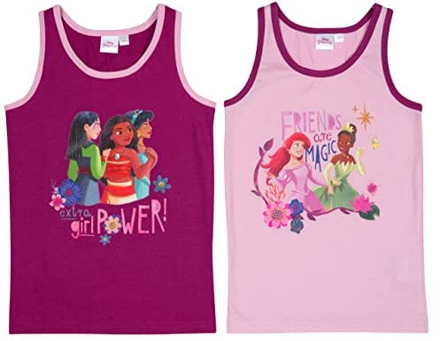 Disney Princess Lot de 2 maillots de corps pour fille Violet/rose, multicolore, 98 cm/104 cm