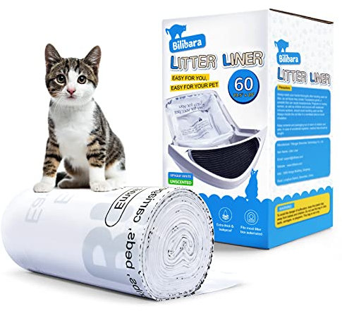 Bilibara Litter Box Liner Bag Compatible with Cat litter Box 3 and 4, 60 Pack - Extra Thick Waste Bags for Self-Cleaning Pet Kitty Litter Box Drawer Liners, 9-11 Gallons Home/Kitchen Trash Bags